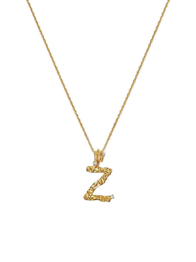 Textured Letter Necklace Style In Europe And America - Trendha