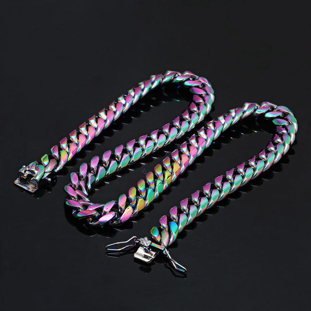 Titanium Steel Cuban Chain Smooth Buckle Large Gold Hip Hop Necklace - Trendha
