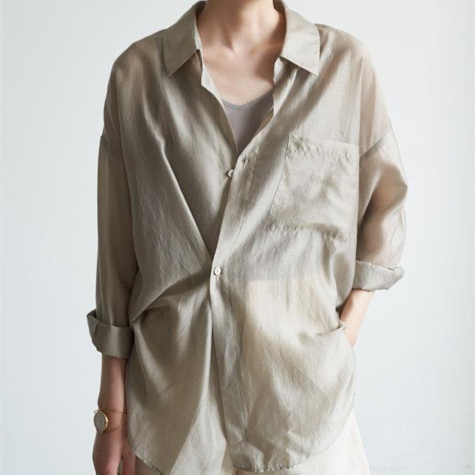 Women's Sheer Button-Front Shirt