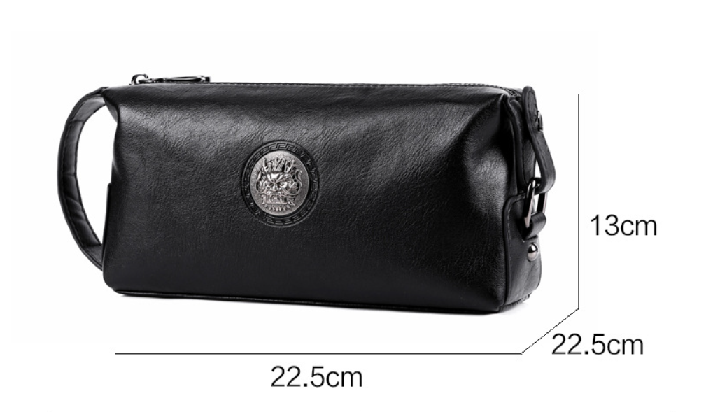 Size and product reference for Men's Clutch Large Capacity Fashion Tote Soft Leather