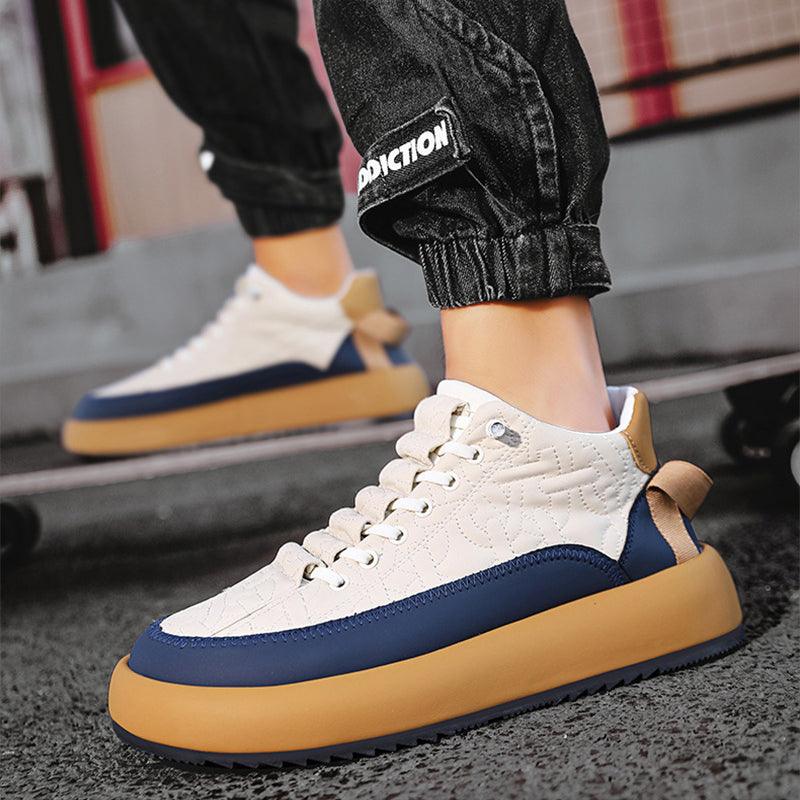 Trendy Color-blocked Sports Shoes Casual Lace Up Sneakers For Men Fashion Comfortable Versatile Thick-soled Walking Running Shoes - Trendha