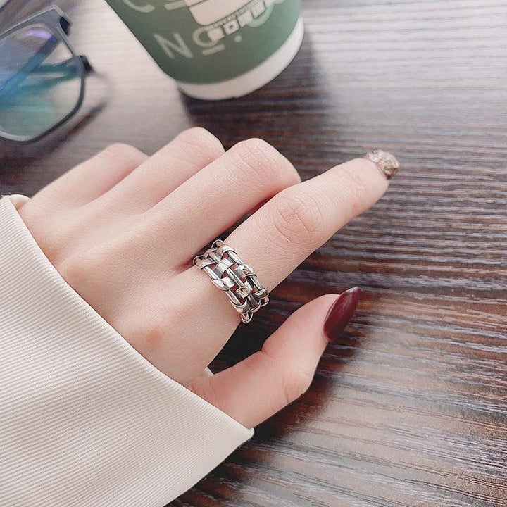 Unisex Style Geometric Woven Fashion Cool Exaggerated Versatile Ring - Trendha