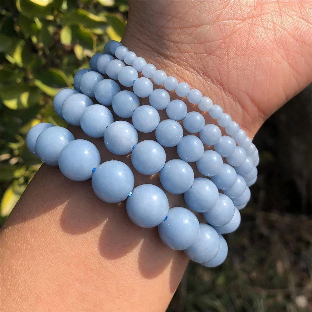 Versatile Blue Anhydrite Single Circle Crystal Bracelet - Trendha