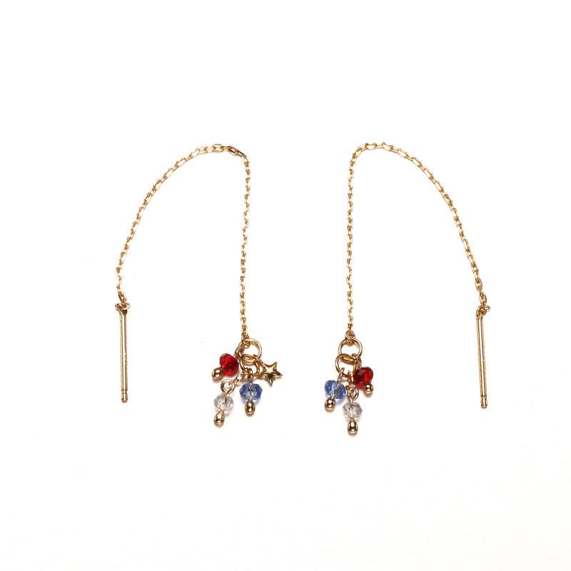 Versatile Sterling Silver Set Color Tassel Zircon Ear Wire Women - Trendha