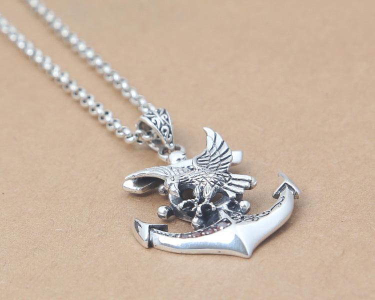 Vintage Eagle Boat Anchor Red Zircon Pendant - Trendha