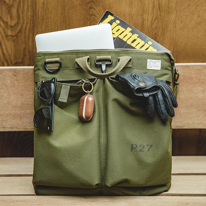 Retro-Style Nylon Shoulder Bag