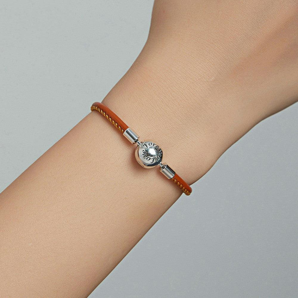 Vintage Leather Bracelet Basic Chain French Style