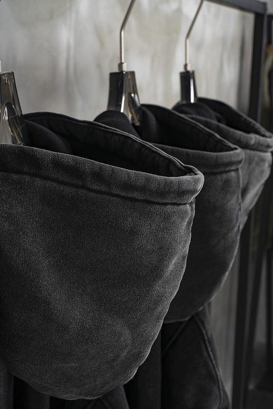 Vintage Washed Plush Shorts Hooded Women's Sweater - Trendha