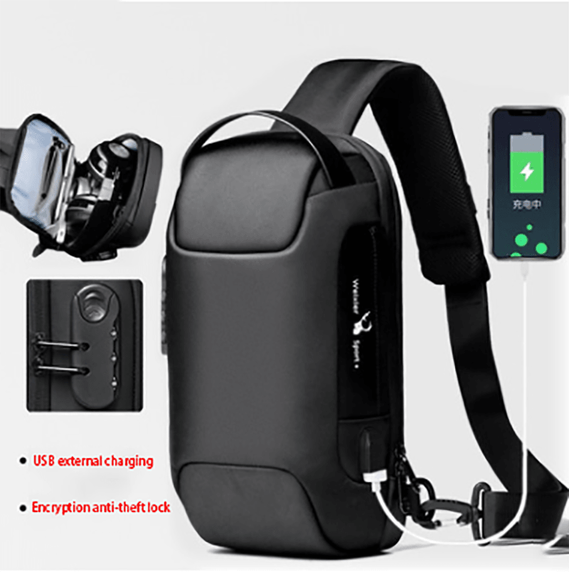 Waterproof USB Anti-theft Bag Men Oxford Crossbody Shoulder Bag Sling Multifunction Short Travel Messenger Chest Pack - Trendha