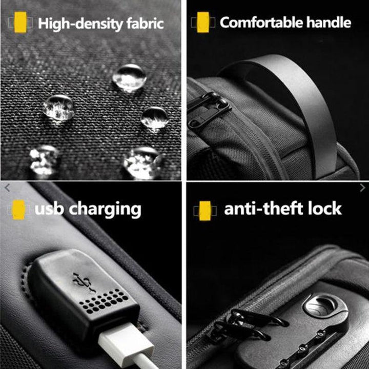 Waterproof USB Anti-theft Bag Men Oxford Crossbody Shoulder Bag Sling Multifunction Short Travel Messenger Chest Pack - Trendha