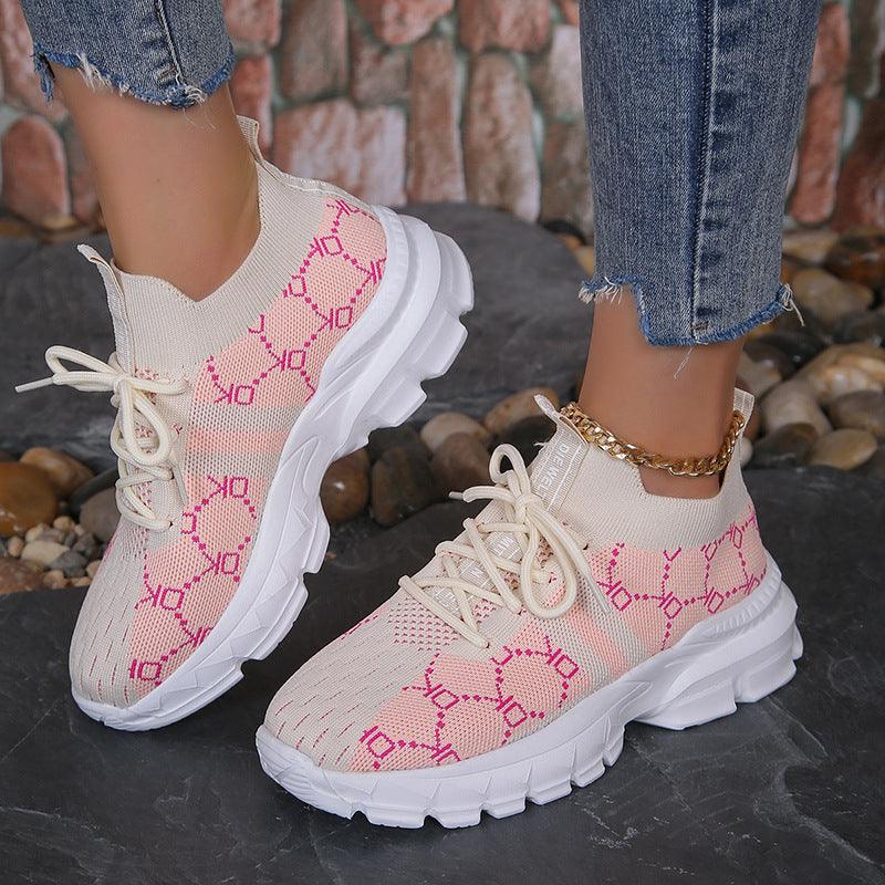 Women's Breathable Canvas Sneakers Mesh Lace Up Flat Shoes Fashion Casual Lightweight Running Sports Shoes - Trendha