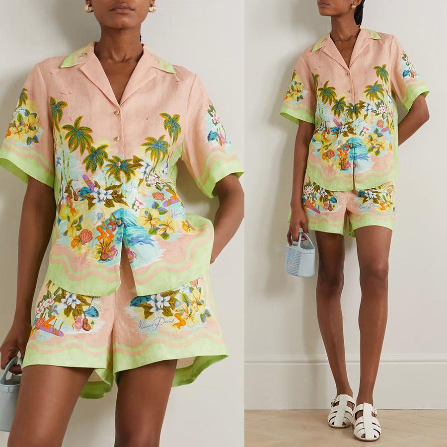 Women's Casual Short-sleeved Two-piece Suit - Trendha