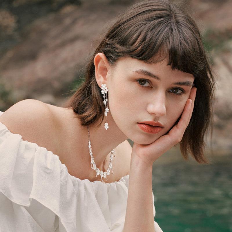 Women's Fashion Long Flower Tassel Earrings - Trendha