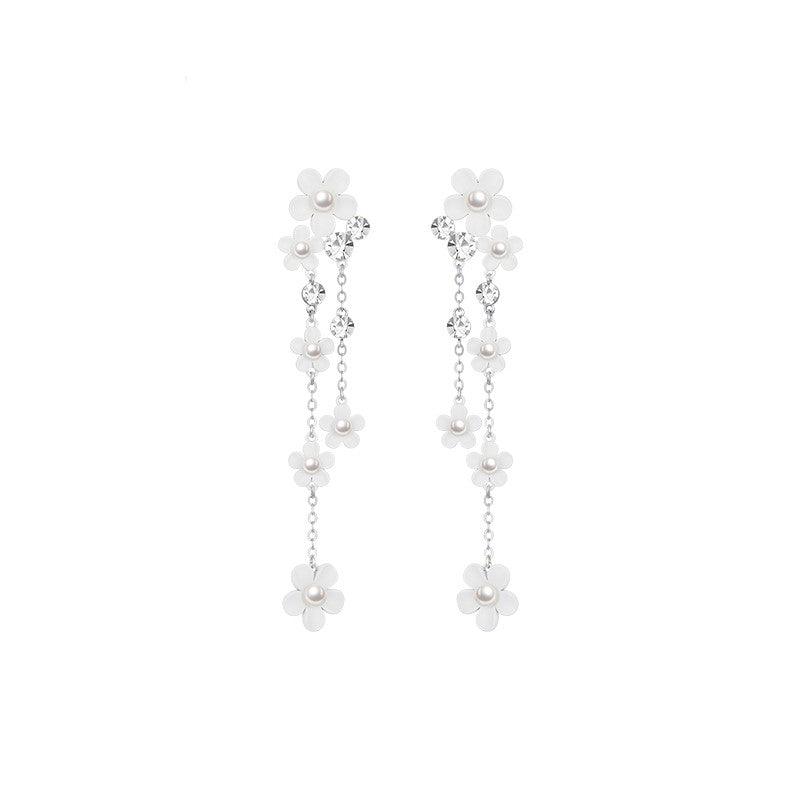 Women's Fashion Long Flower Tassel Earrings - Trendha