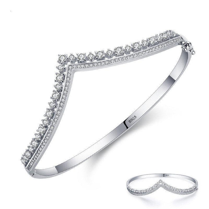 Women's Fashion Silver V-Shaped Crown Bracelet - Trendha