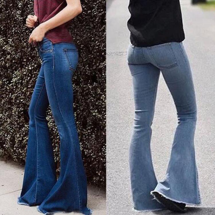 Women's Fashion Slim Fit Tassel Flared Jeans