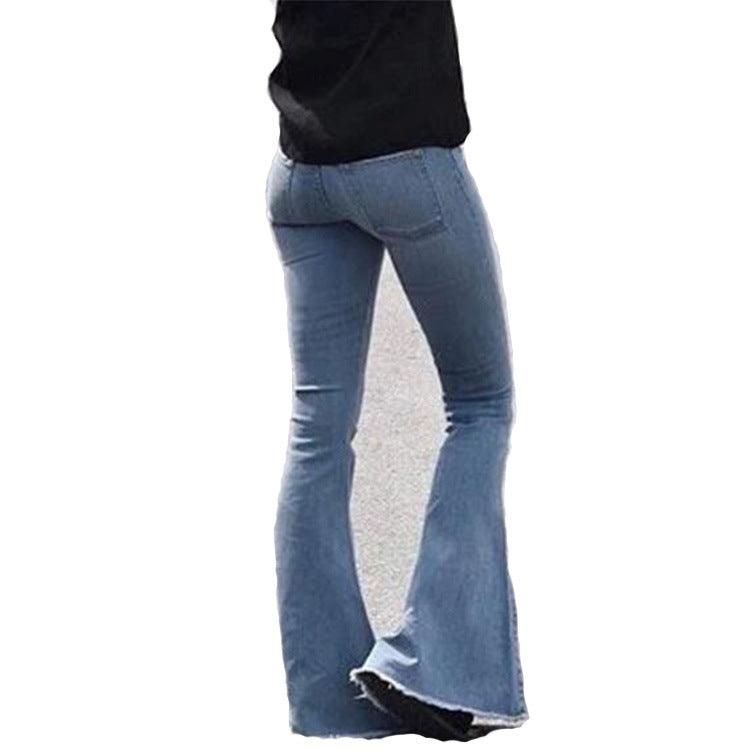 Women's Fashion Slim Fit Tassel Flared Jeans - Trendha