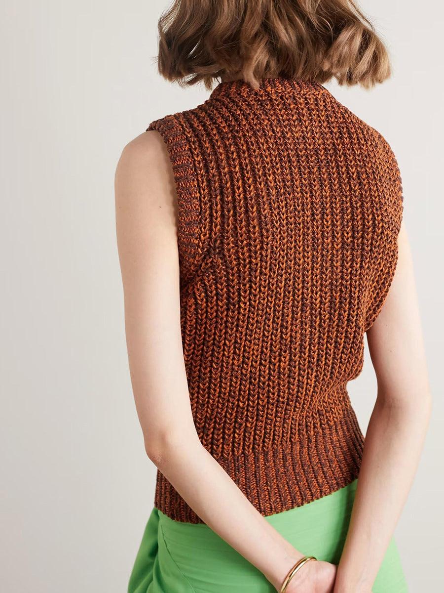 Women's Fashion Solid Color Patchwork Knitting Vest - Trendha
