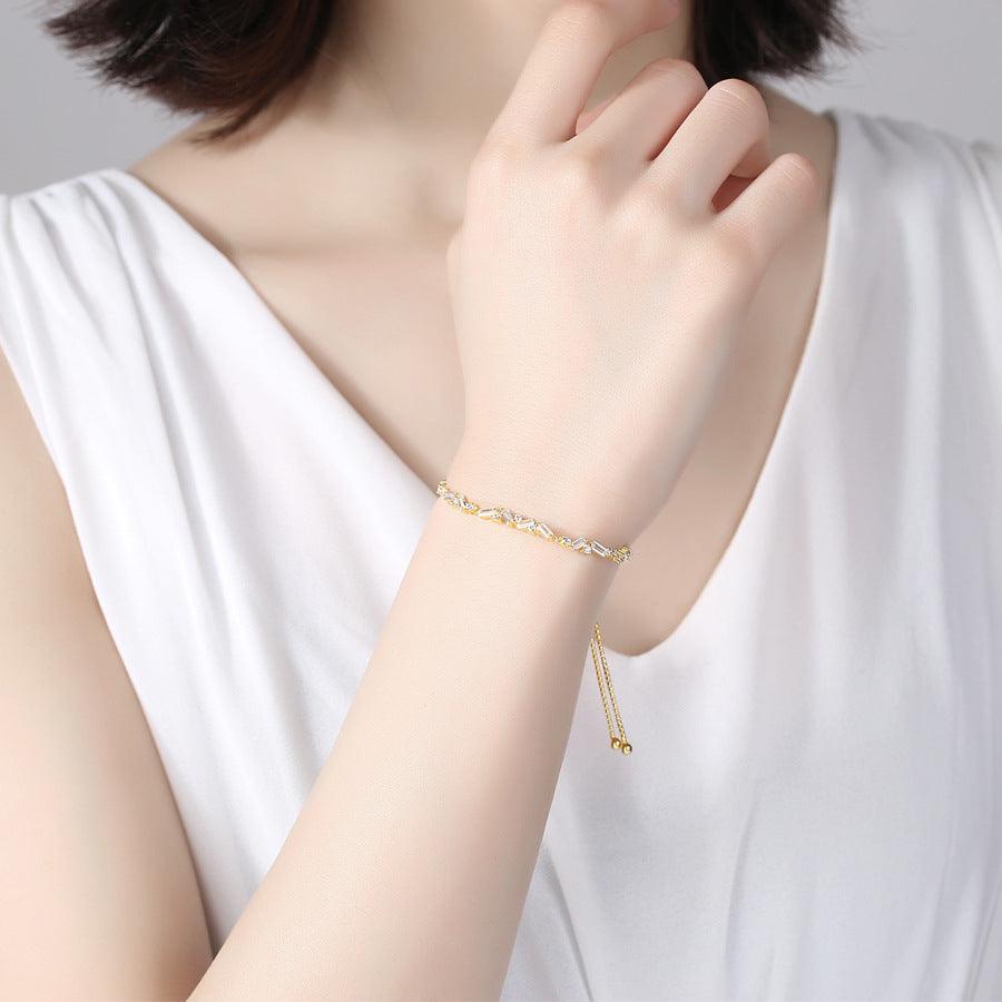 Women's Fashion Sterling Silver Bracelet With Zirconia Stones
