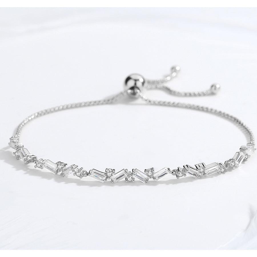 Women's Fashion Sterling Silver Bracelet With Zirconia Stones - Trendha