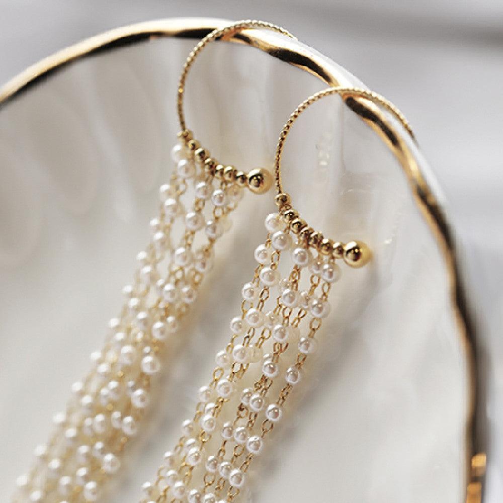 Women's Fashion Tassel Pearl Earrings - Trendha