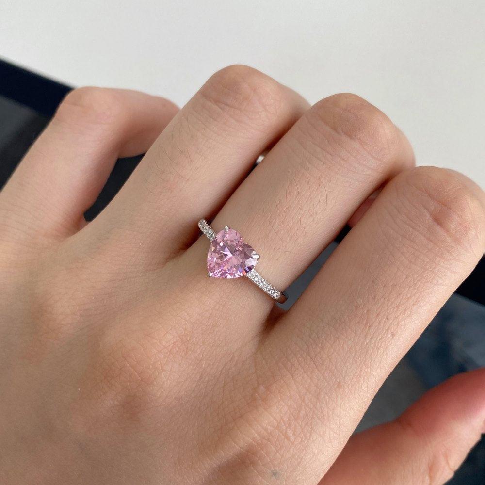 Women's Fashion Temperamental Sterling Silver Love Heart-shaped Ring - Trendha