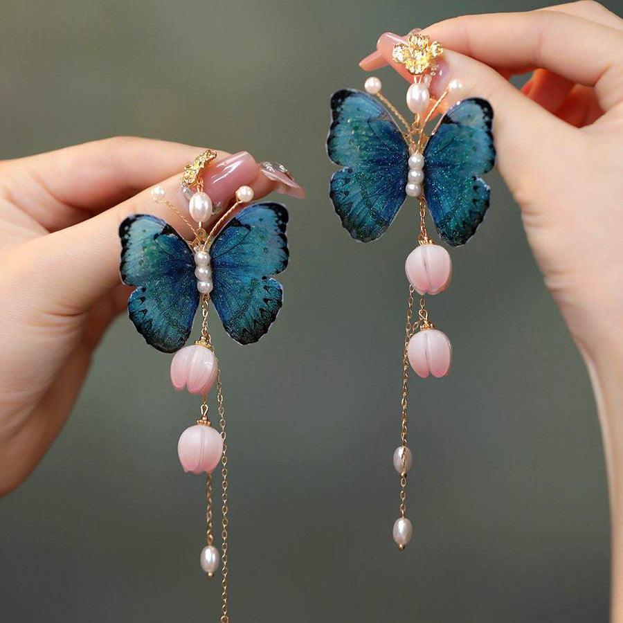 Women's Fashion Vintage Extra Long Tassel Butterfly Earrings - Trendha