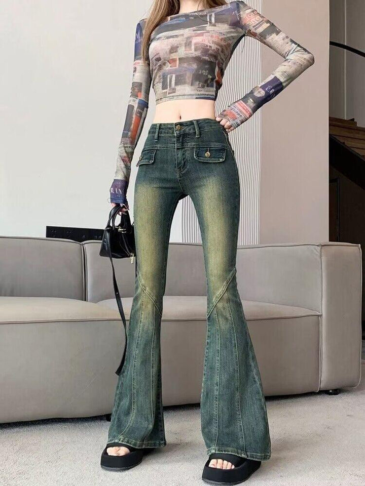 Women's Fashionable Retro Gradient Color Skinny Jeans - Trendha