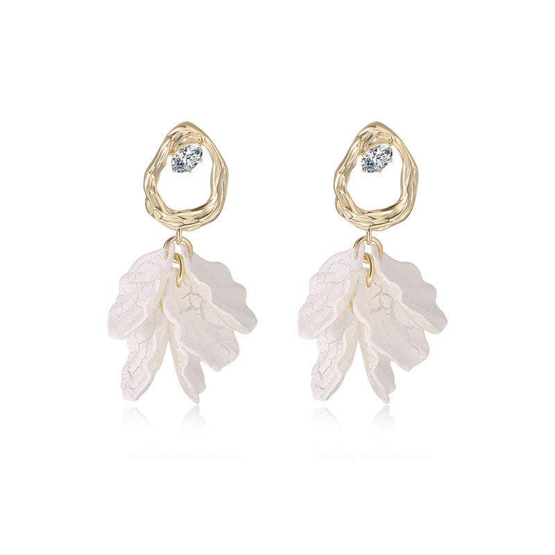 Women's Foreign Style White Petal Earrings Suitable For Silver Pins - Trendha
