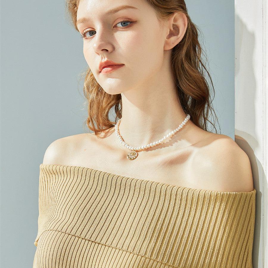 Women's Freshwater Pearl Devil's Eye Necklace - Trendha