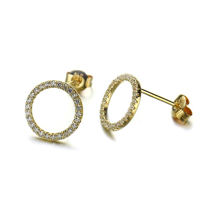 Women's Gold Zircon Ring Earrings - Trendha