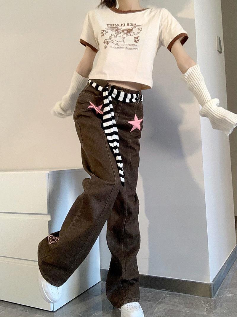 Women's Hollow-out Thin High-waist Star Jeans - Trendha