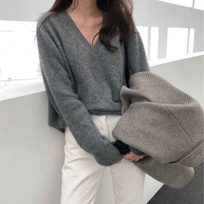 Women's Knitting Shirt V-neck Sweater Gentle Japanese Style - Trendha