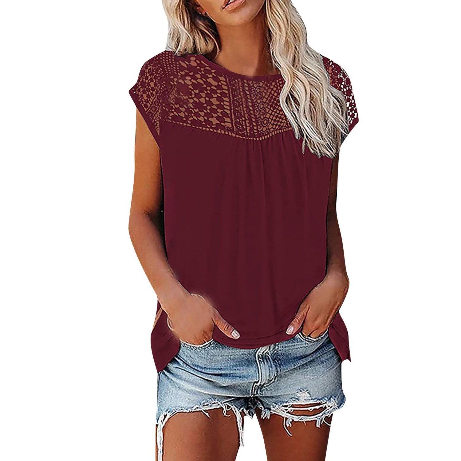 Women's Lace Short-sleeved Top - Trendha