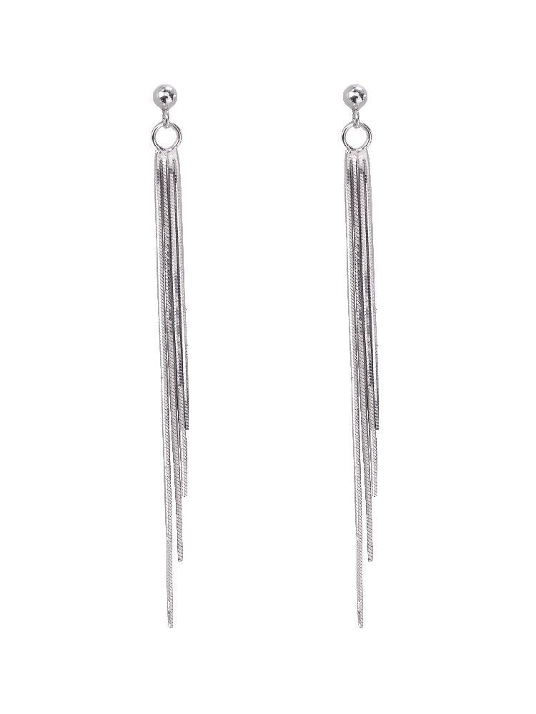 Women's Long Sterling Silver High-end Temperament Tassel Earrings - Trendha