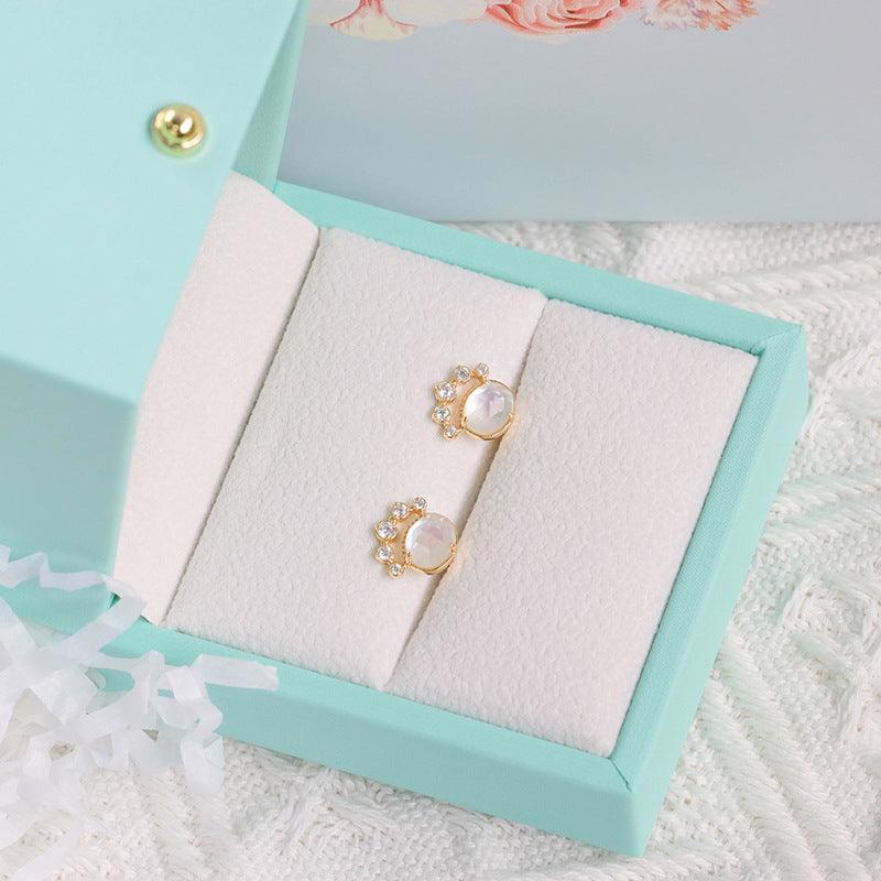 Women's Natural White Crystal Earrings - Trendha
