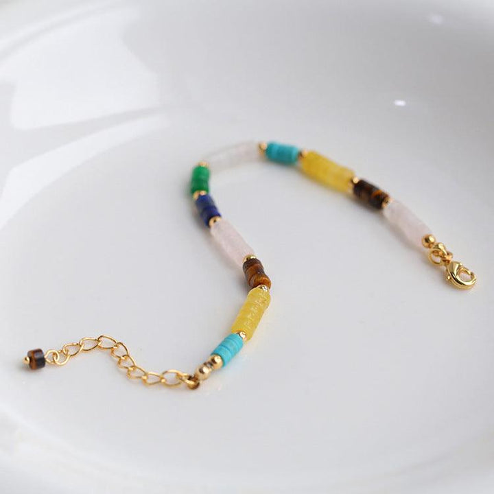Women's Retro Fashion Color Stone Beaded Bracelet - Trendha
