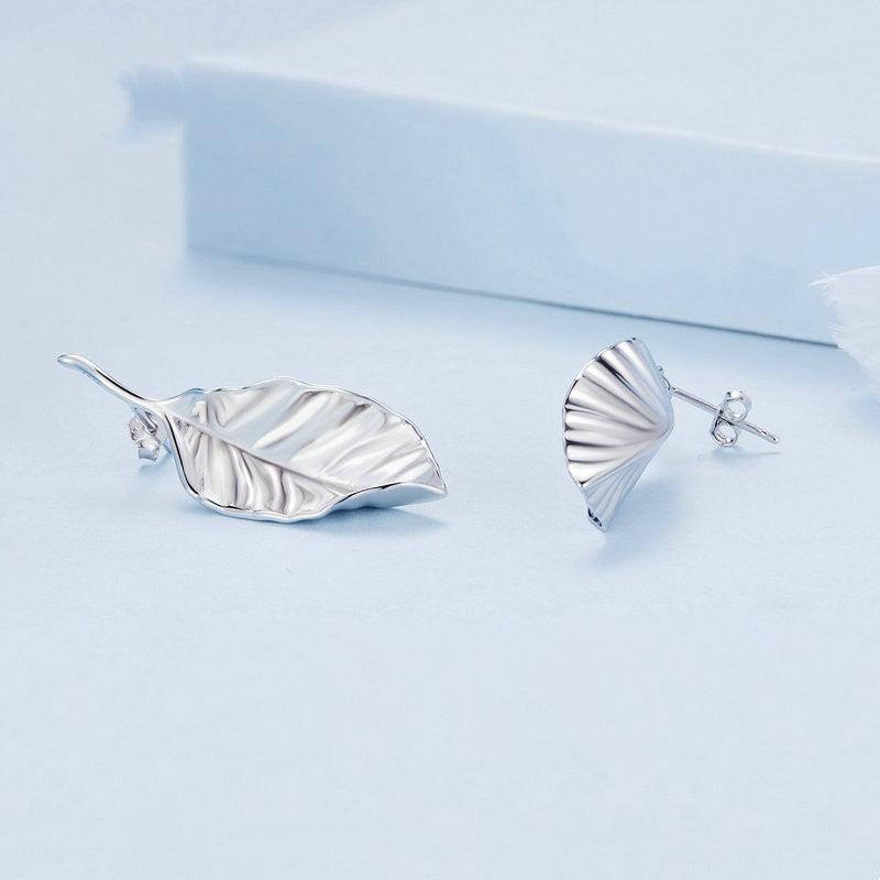 Women's S925 Silver Leaf Earrings - Trendha