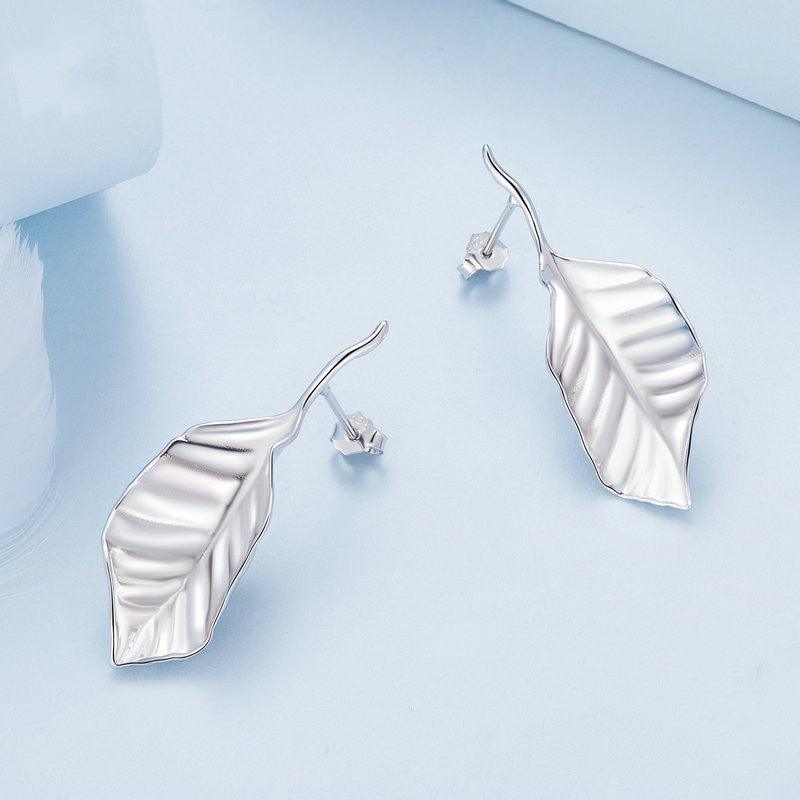 Women's S925 Silver Leaf Earrings - Trendha