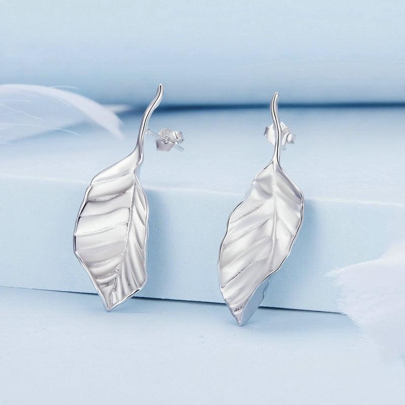 Women's S925 Silver Leaf Earrings - Trendha