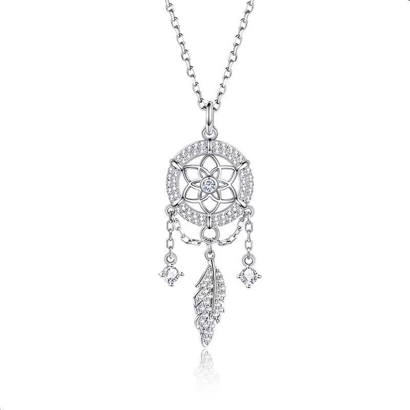 Women's Simple Temperament Sterling Silver Dreamcatcher Puff Energy Sweater Chain - Trendha