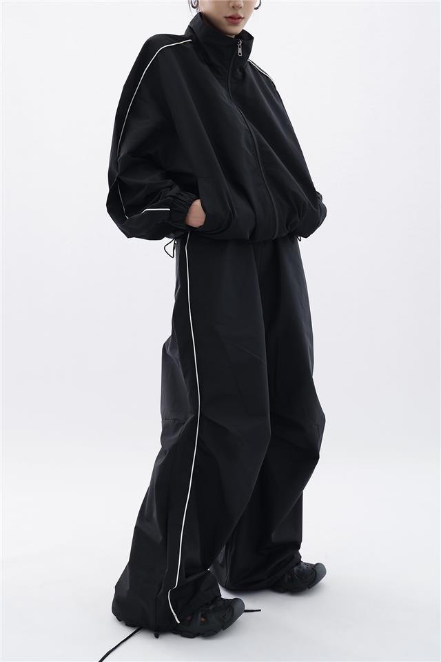 Women's Sports Shell Jacket Cardigan Coat Wide Leg Pants - Trendha