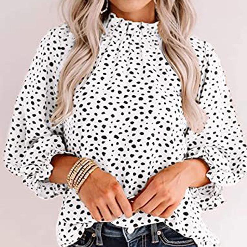 Women Top Casual Floral Print Long Sleeve Pleated Loose Little-girl Style Clothes Shirt