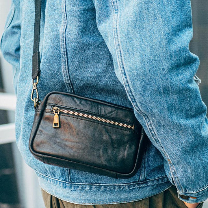 Young Men's Handmade Genuine Leather Crossbody Bag - Trendha