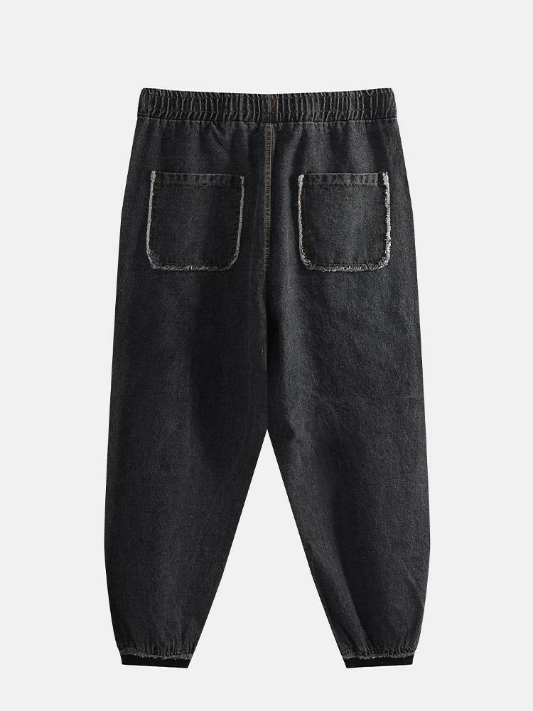 Mens Cotton Vintage Loose Fit Comfy Thick Casual Harem Pants - Trendha