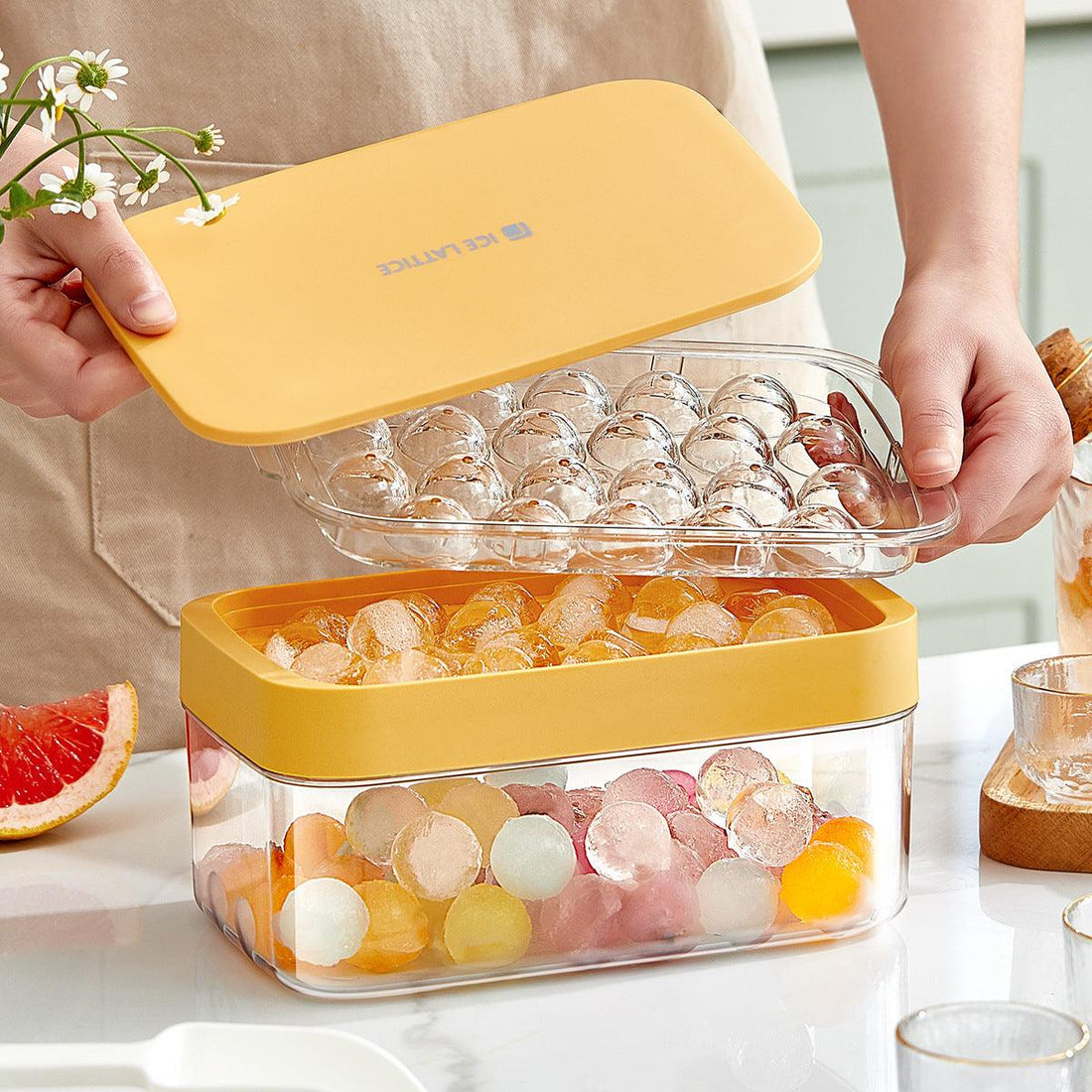 Silicone Round Ice Mold and Storage Set Options