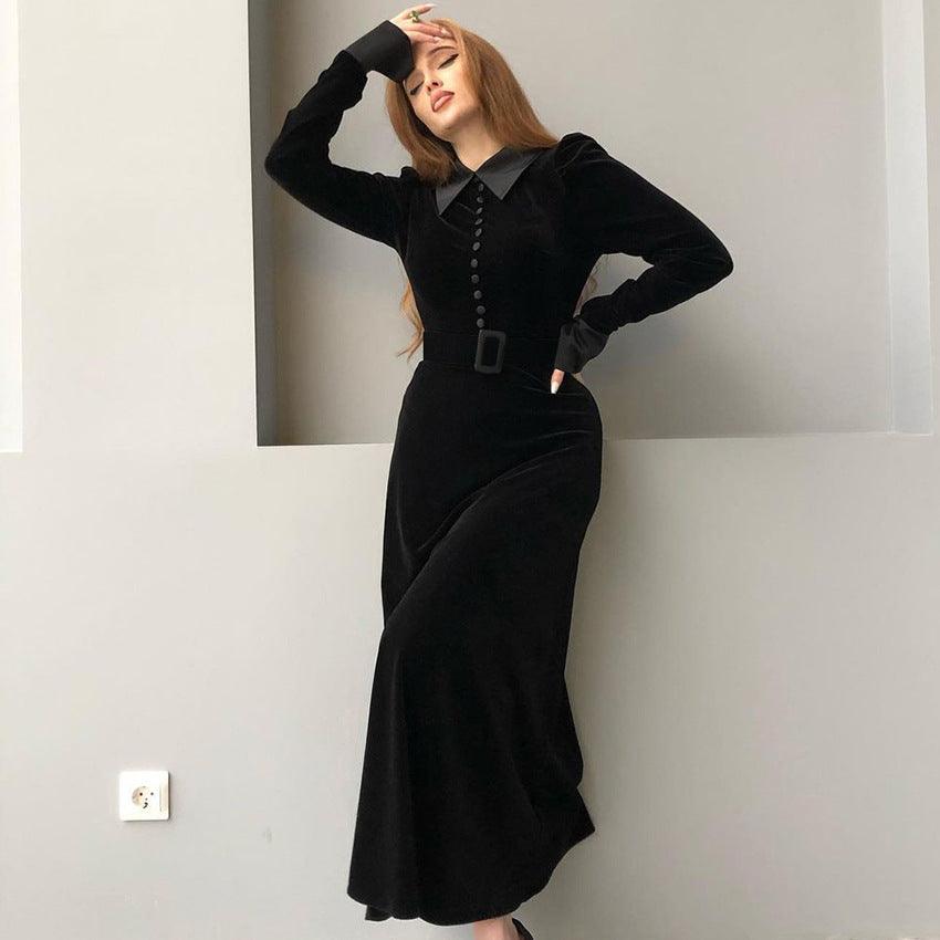 Women's High-waist Temperament Elegant Shirt Puff Sleeve Dress - Trendha