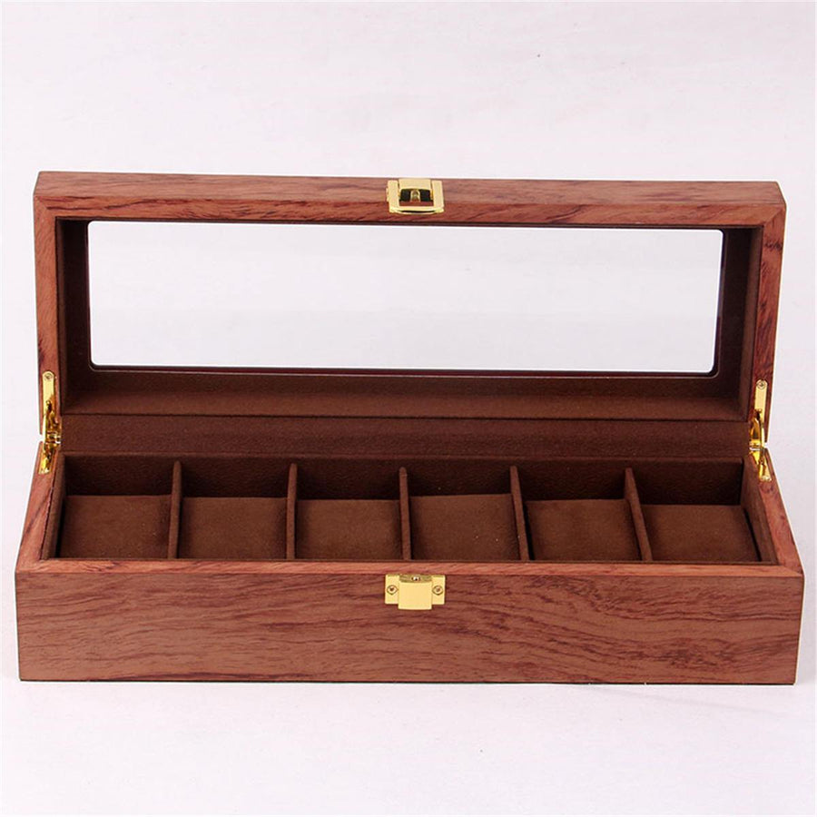 6/10/12 Slots Solid Wooden Watch Box Display Organizer Jewelry Storage Case - Trendha