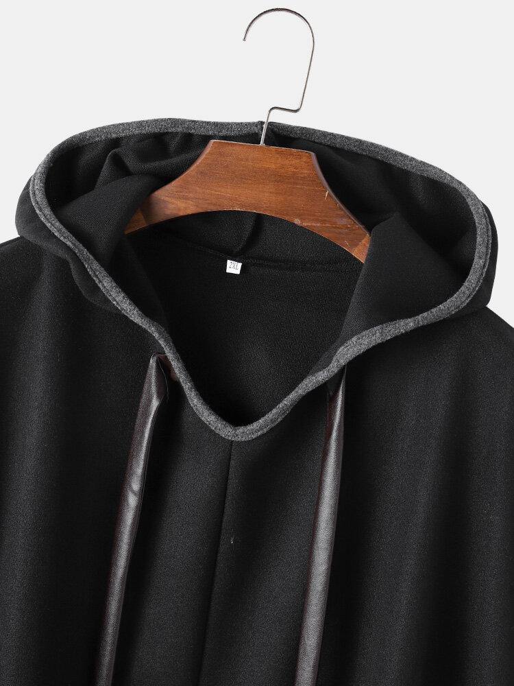 Mens Sleevless Oversized Casual Black Hooded Cloak Cape Coats - Trendha