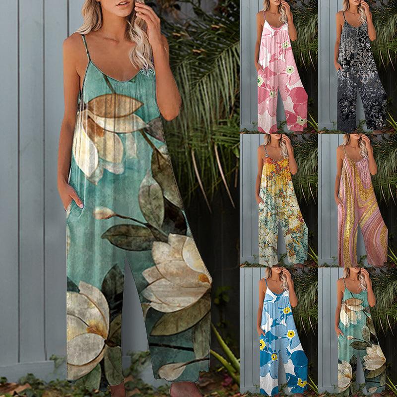 Women's Fashion Camisole Tie Dye Jumpsuit - Trendha